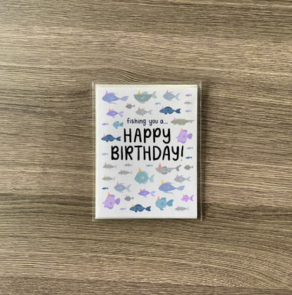‘fishing you a happy birthday!’ birthday card